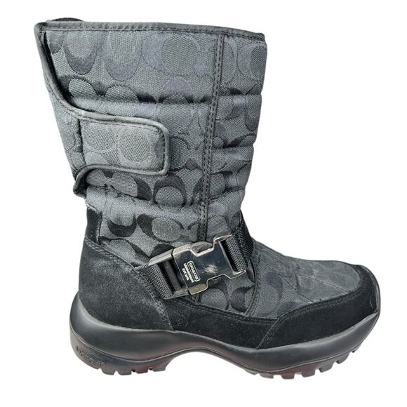 Coach Women’s Sharron Black Monogram Vibram Winter Boot Size US 6.5 - Picture 1 of 12